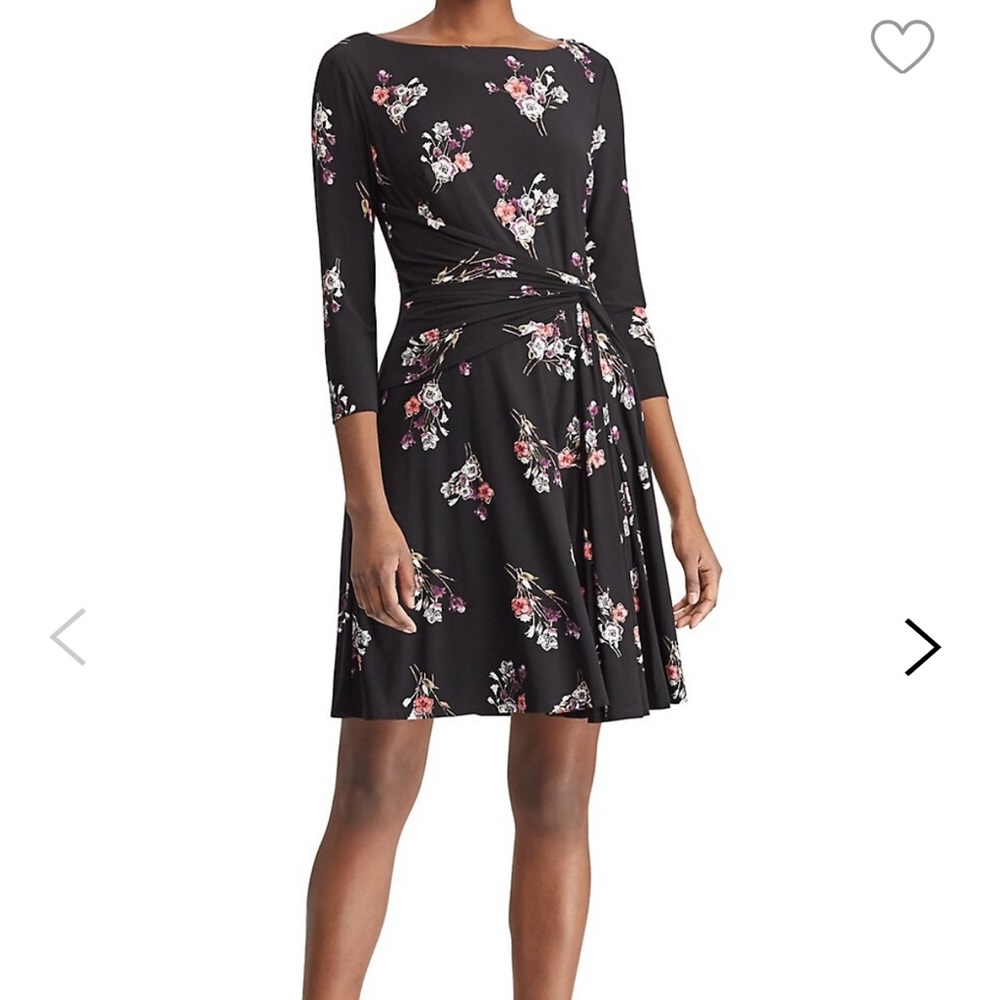 Chaps Floral Black Dress